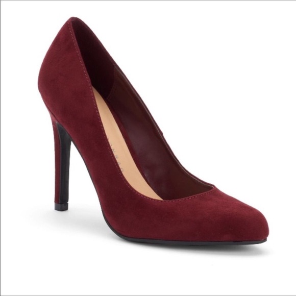 LC Lauren Conrad Shoes - LC Lauren Conrad Wine Faux Suede Heels 9.5 NWT